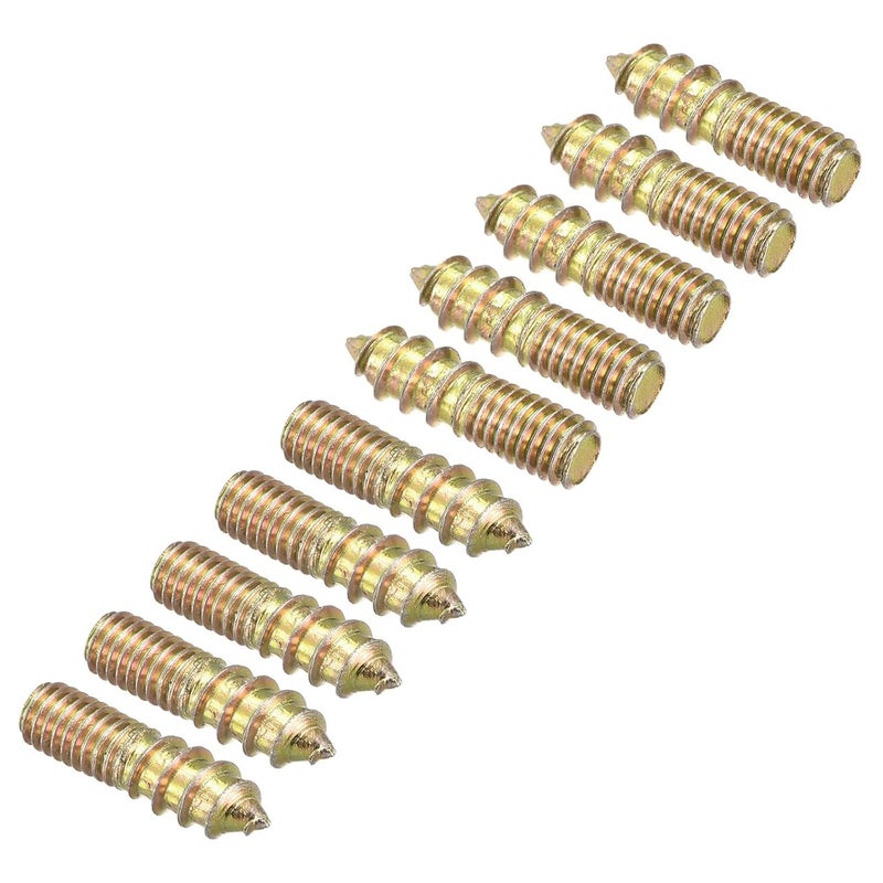 TOP-VIGOR 20Pcs M6x25mm Hanger Bolts, Double Headed Bolts Self Tapping Screw, Double Ended Dowel Screws, Screw Dowels Hanger, Threaded Lag Wood Screws and Machine Bolts for Wood Joint Furniture - Image 1